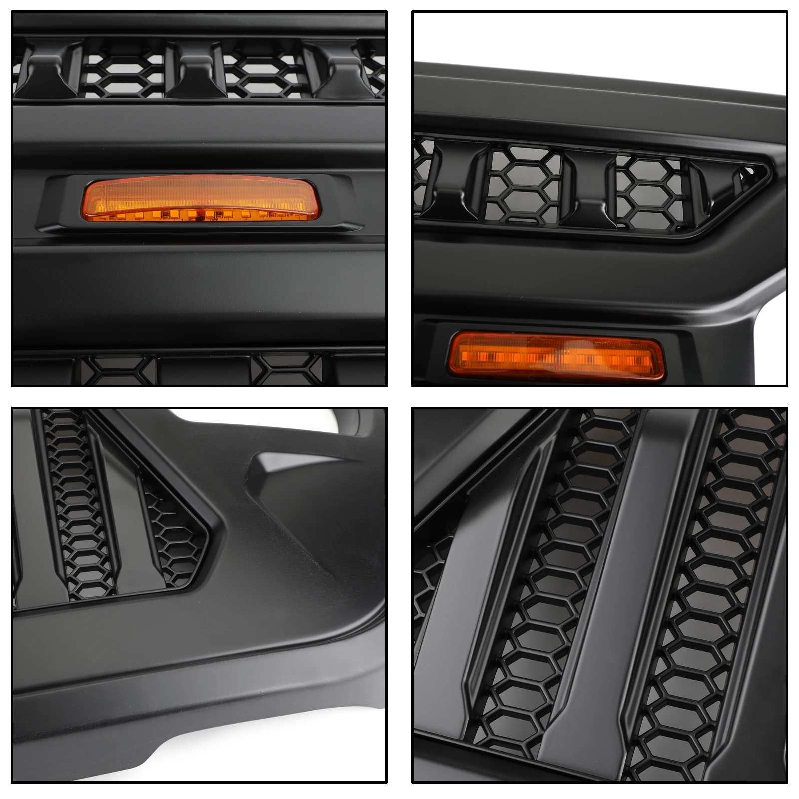 Flash Deal Areyourshop New Front Bumper Grille with 5 Amber Light For Jeep Wrangler JL 2018 2019 Front Upper LED Light Grille Car Parts 7