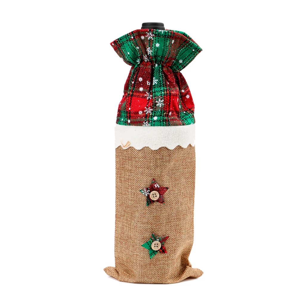 NICEYARD Santa Claus Rudolf Christmas Tree Bottle Clothes Wine Bottle Bag Cover Dining Room Decoration For Home Xmas