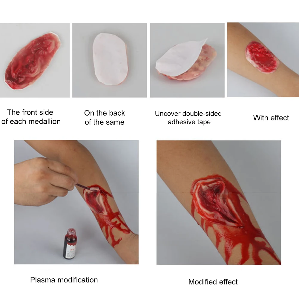 Хэллоуин ужас моделирование кровавый пластырь для ран латекс поддельные шрам-наклейки DIY аксессуары для косплея жуткий макияж кожи стикер s