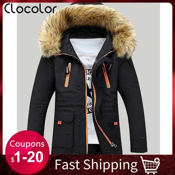 

Men Jacket Winter Thick Warmness Basic Jackets Oversize Zipper Black Outwear Hood Casual Parka Coat Parkas Cotton Men's Clothing
