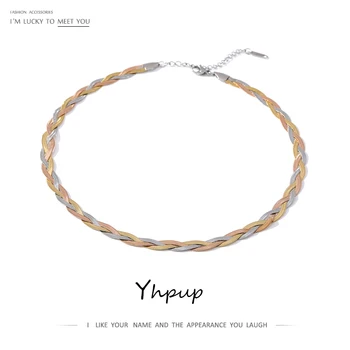 

Yhpup Minimalist Metal Snake Chain Necklace Stainless Steel Jewelry Charm Geometric Collar Necklace брелок Wedding Gift 2020