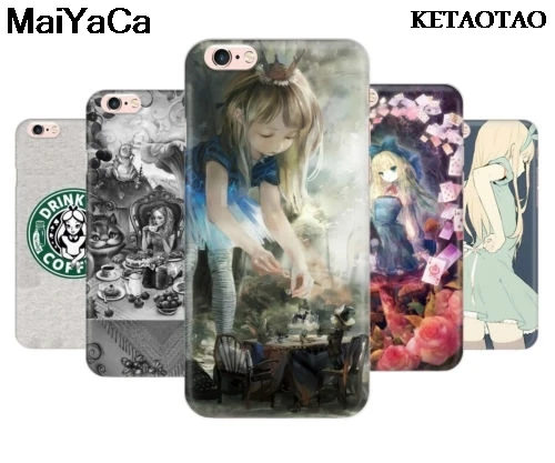 Милые резиновые чехлы KETAOTAO Alice in Wonderland для iPhone 4 5C 5S 6S 7 8 Plus X XR XS MAX прозрачные мягкие