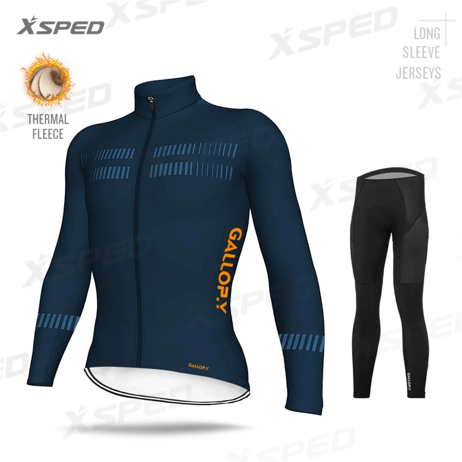 Normal Cycling Set Ropa ciclismo теплая Зимняя Теплая Флисовая велосипедная одежда, мужская Трикотажная одежда, костюм для езды на велосипеде, MTB Одежда, комбинезон, комплекты - Цвет: Normal Cycling Set