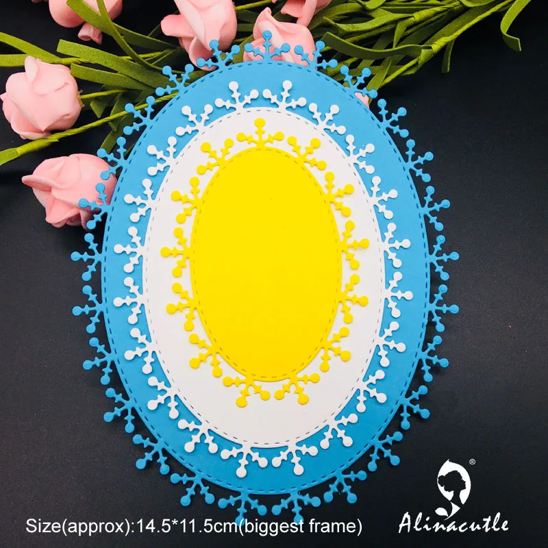 

Die Cut Metal Cutting Snowflakes Edge Oval Scrapbooking Album Papercraft Handmade Card Stencil Cutter Punch Die Alinacutle