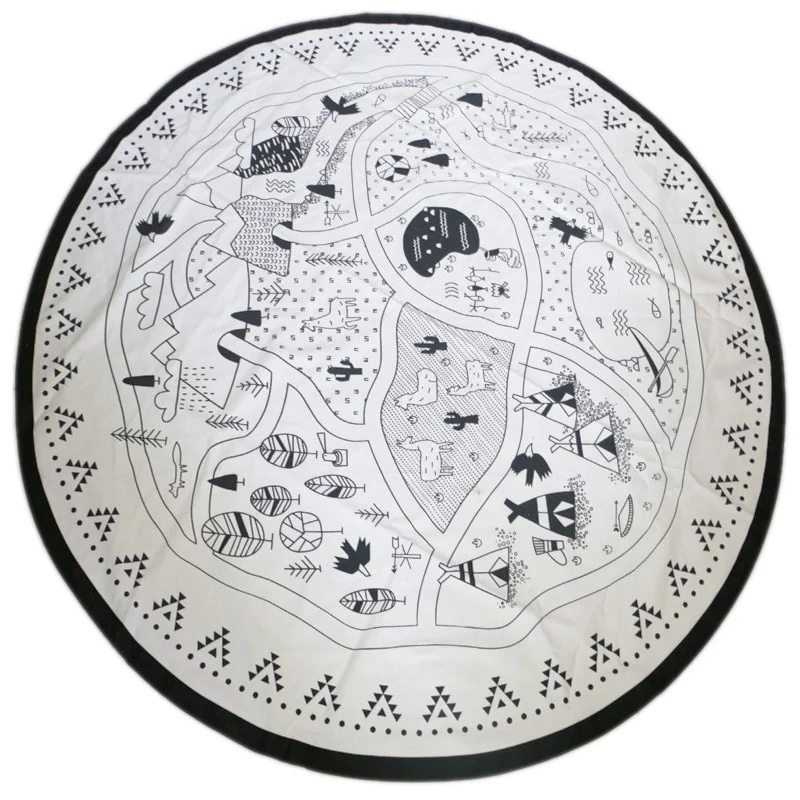 

Baby Nursing Photo Props Blanket Floor Play mat Animal Round Carpet Children's Crawling Play Mat Mug Diameter 135Cm Black&White