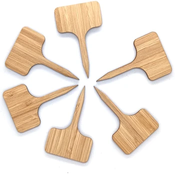 

100Pcs Garden Plant Labels Bamboo T-Type Tags Markers Nursery Pots Garden Decoration Seedling Tray Mark Tools