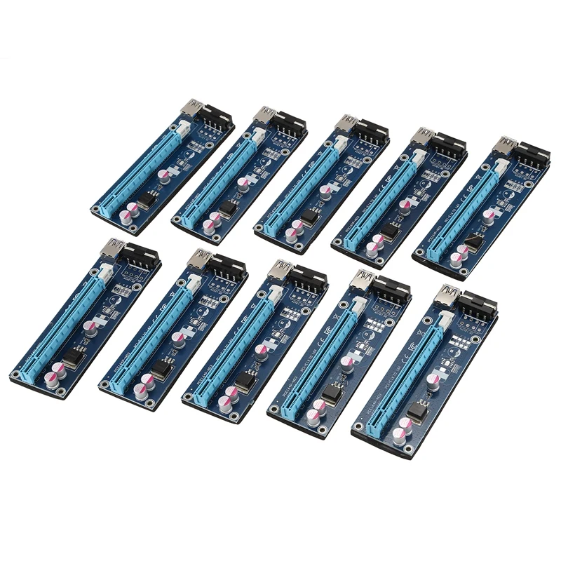 

semoic 10X USB 3.0 PCI-E 1x to 16x Powered Extender Riser Adapter Card With SATA Cable