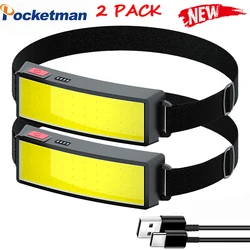 Lampe frontale Portable à LED Cob, alimentée par batterie 1200mah intégrée, Rechargeable par USB, usage domestique ou extérieur, nouvelle tendance 