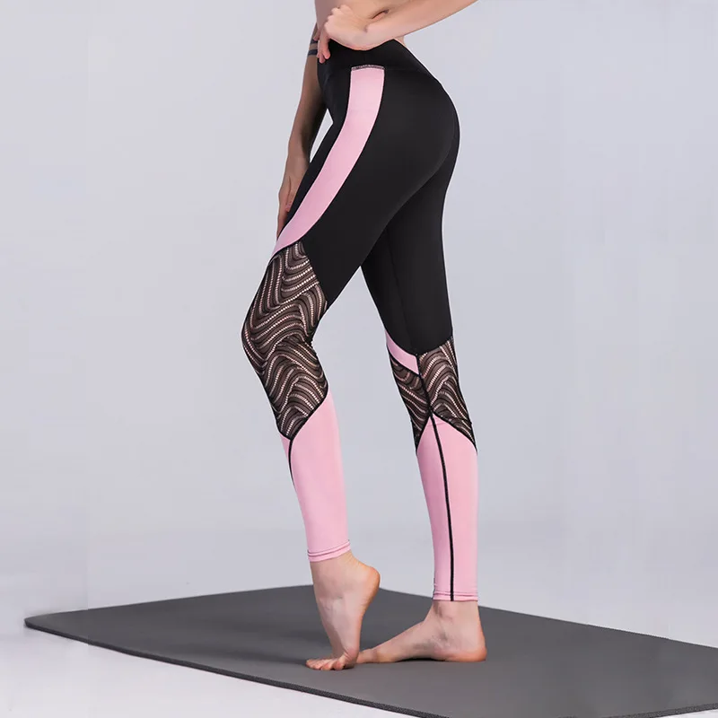 

Mesh Panel Contrast Pink Leggings 2019 Fashion Women Leggings Slim Elasticity Leggings Fitness Leggins Woman Pants New