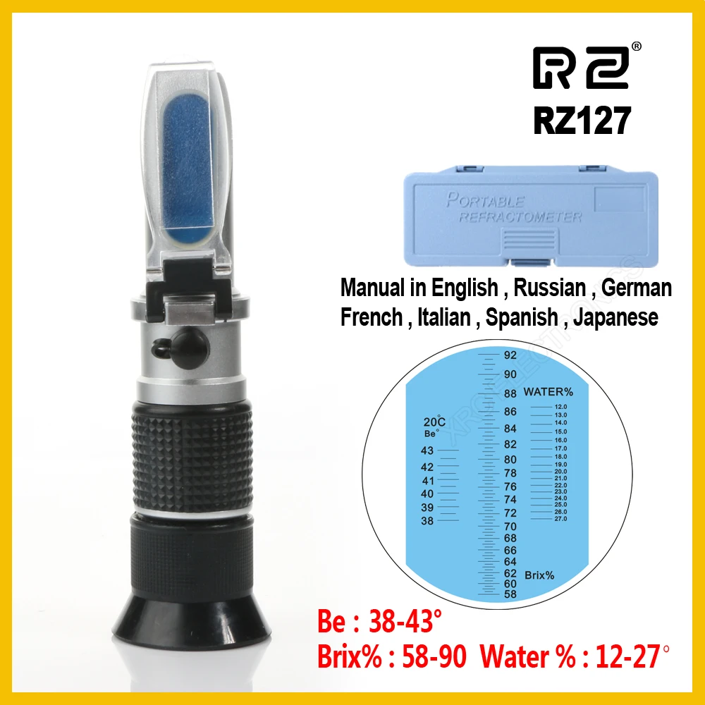 RZ127 RZ высокая концентрация БРИКС быть вода 3 в 1 58%~ 92% рефрактометр для мёда пчелы Сахар еда ATC RZ127 - Цвет: RZ127