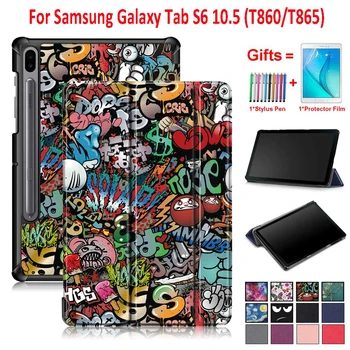 

For Samsung Galaxy Tab S6 10.5 Case Cover 2019 Tablet SM-T860 SM-T865 Magnetic Auto Sleep/Wake Smart Trifold Stand Case + Gifts