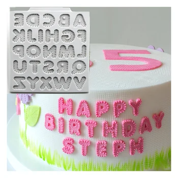 

Cloth pattern 26 English letters silicone fondant silicone mold birthday Cake mould chocolate cookies jelly baking tool