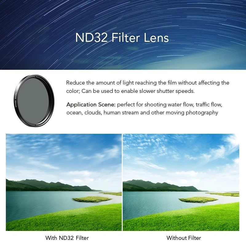 APEXEL 7in1 Gradient Filter Kit Red Yellow Color ND32 CPL Star Camera Lens Filter With 37mm clip for smartphones 37UV-G android camera lens Lenses