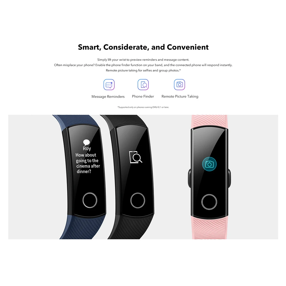 H3eb3ef3b0ae046f380831881cb24b7f6D Huawei Honor Band 5 Fitness Bracelet BT4.2 Sleep Real-Time Heart Rate Monitoring Waterproof Smart Watch Multiple Sports Modes