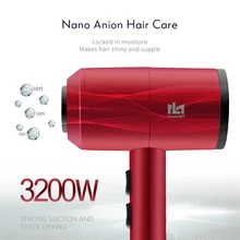 3200 Вт Мощный фен для волос 5 передач Регулируемая сушильная машина без травм волос Электрический Фен 220-240 в профессиональный вентилятор 42D