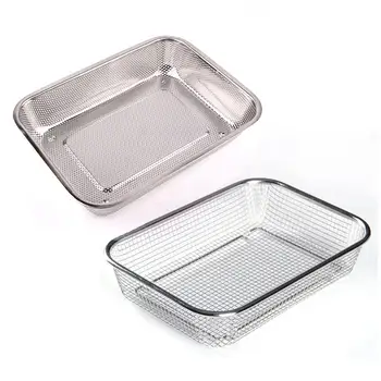 

Drain Basket Sink Colander Strainer Rectangular Drain Basket Stainless Steel Basket For Fruit Vegetable Washing Kitchen Tool