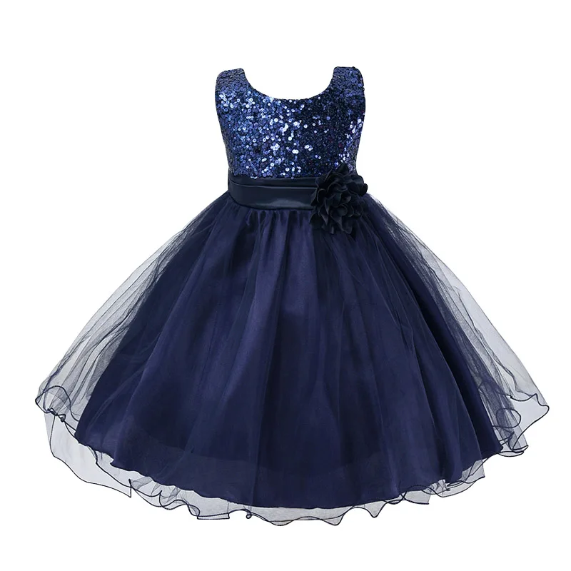Зимнее рождественское платье элегантное платье-пачка принцессы на свадьбу для девочек Детские платья для девочек vestidos От 3 до 12 лет - Цвет: Navy Blue