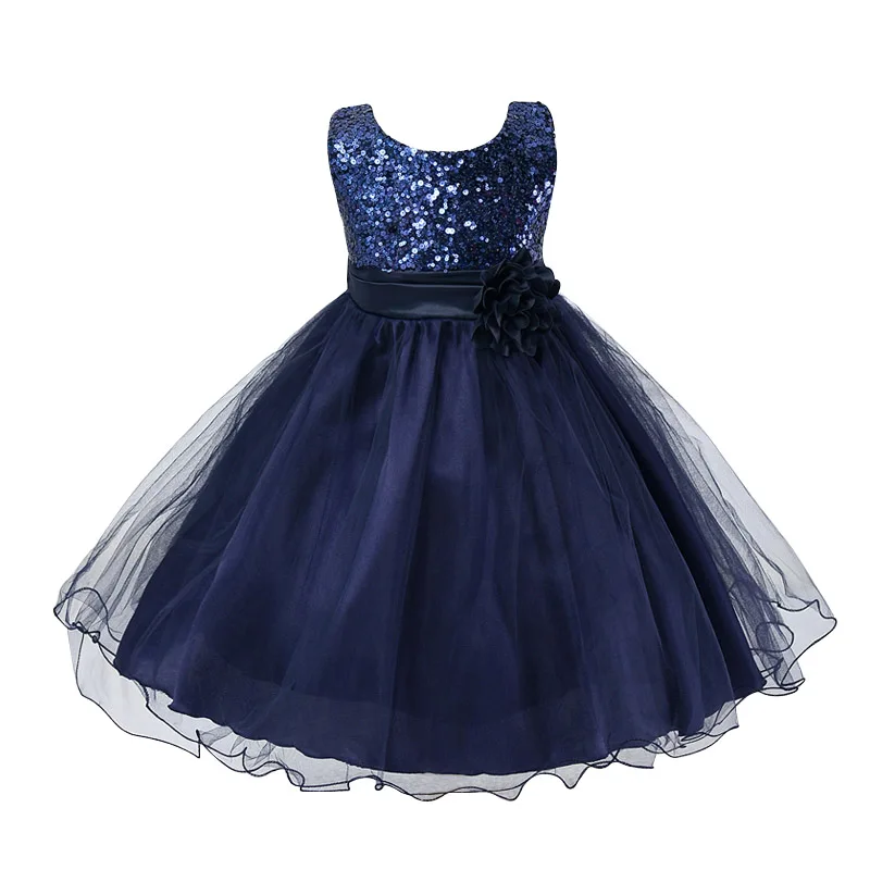 Navy Blue Зимнее рождественское платье элегантное платье-пачка принцессы на свадьбу для девочек Детские платья для девочек vestidos От 3 до 12 лет - Цвет: Navy Blue