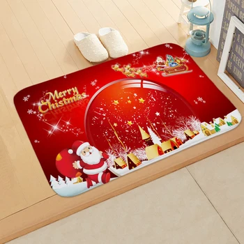 

40x60cm Christmas Anti-Slip Kitchen Bathroom Fireplace Floor Carpet Mat Flannel Carpet Rug Bedroom Carpet Xmas Home DéCor 2020