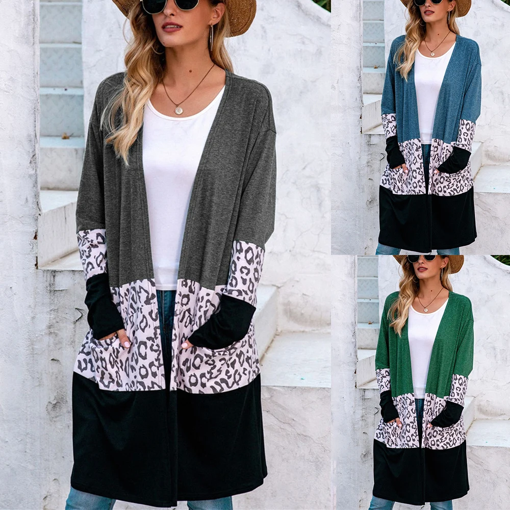 

Women Leopard Cardigan Jacket Long Cardigan Sweater Winter Bat Sleeve Knitted Sweater Plus Size Jacket Loose Sweaters Cardigans