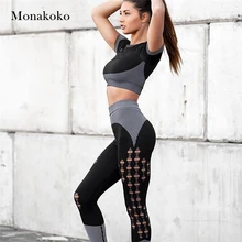 Бесшовный сетчатый спортивный комплект для женщин, 2 предмета, облегающий укороченный топ+ леггинсы, штаны, спортивная одежда, хлопковая одежда для тренировок, костюм для йоги, фитнес-комплект для спортзала