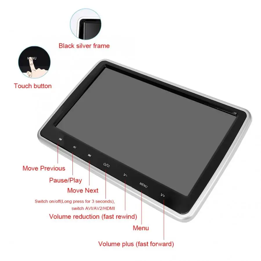 2 шт. 10.1in 1024x600 HD Автомобильный подголовник монитор TFT lcd DVD видео плеер HDMI сенсорный экран 12 В постоянного тока