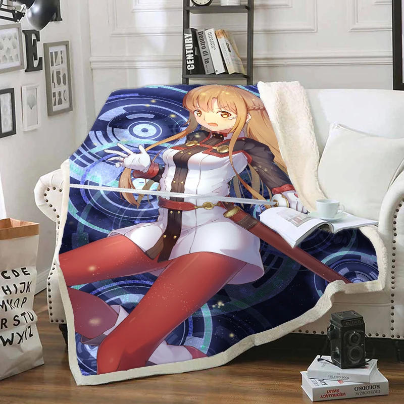 

Sword Art Blanket 3D Print Sherpa Blanket on Bed Kids Girl Flower Home Textiles Dreamlike Style 15