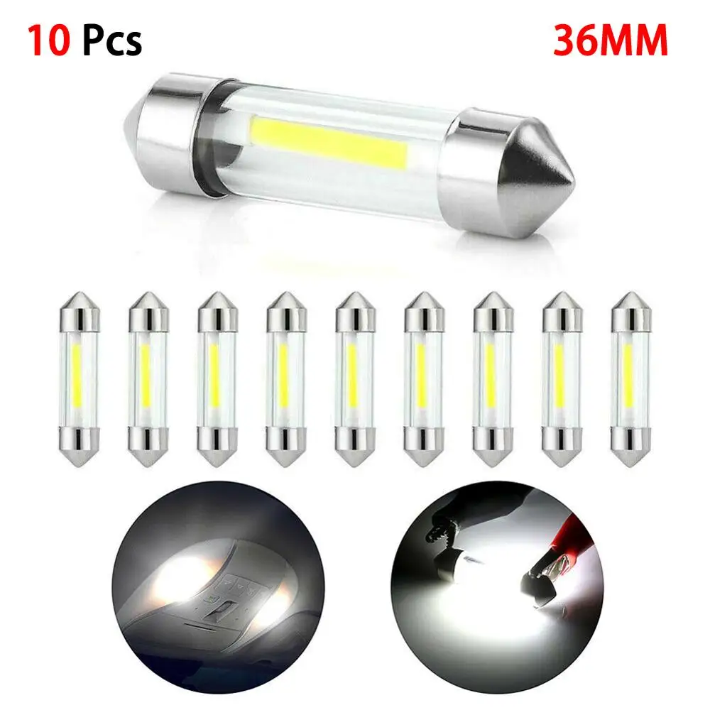 10 шт. COB C5W 12V светодиодный фестон 36 мм Автомобильный Купол Карта Лампа номерной знак светильник лампа - Цвет: LED