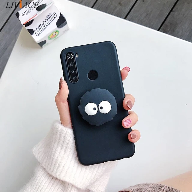 3D Silicone Cartoon Phone Holder Case For Xiaomi Redmi Note 10 Redmi Note 10 Pro Note 10S 9 8T K30 Pro K40 Pro mi poco F3 Cover black case big eyes