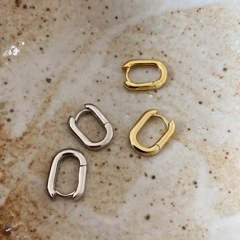 

Minimalist U Shape Gold color Hoop Earrings Female Circle Buckle Earrings Hoop Ear Rings for Ladies Buckle Do not fade versatile