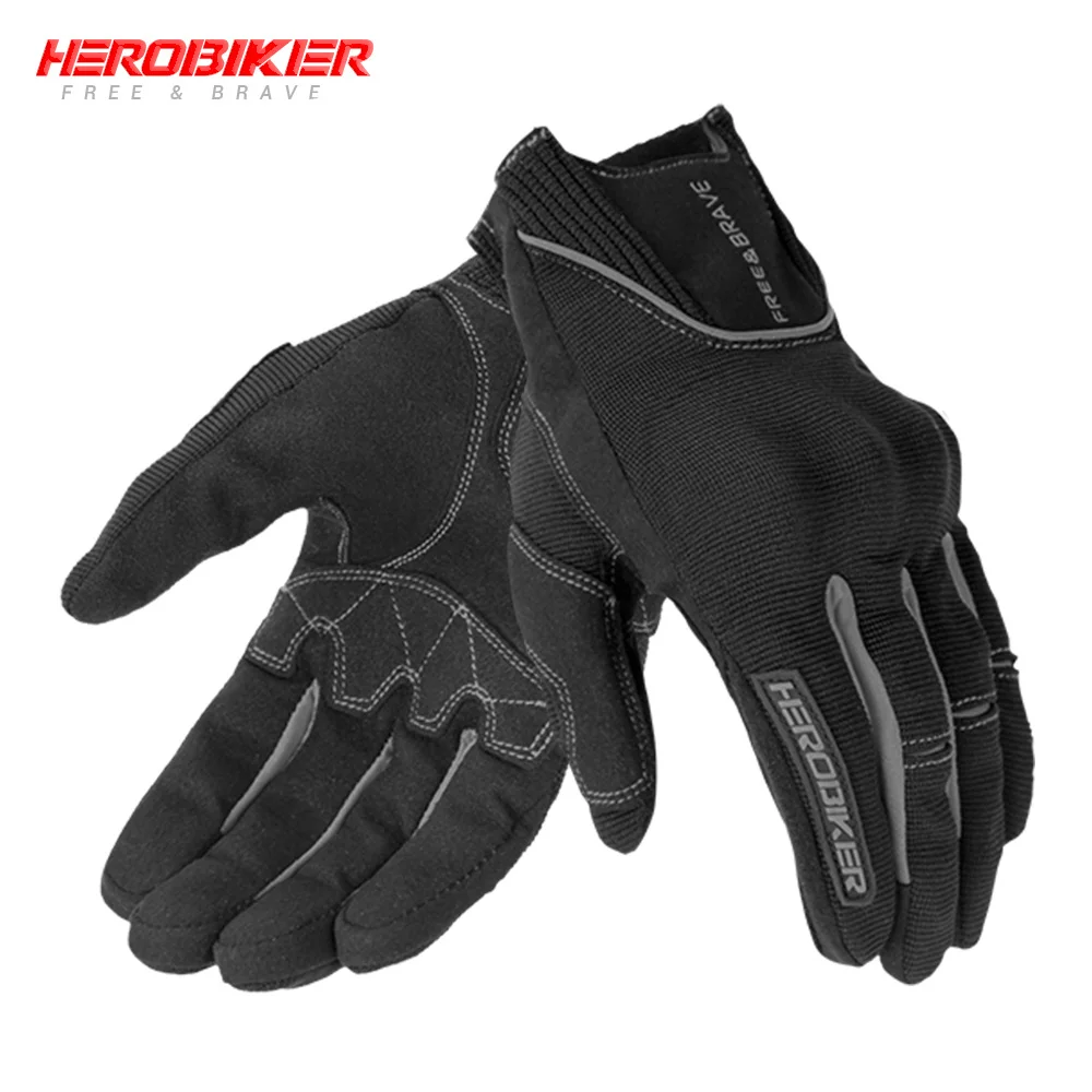 HEROBIKER мотоциклетные перчатки для езды по бездорожью Luva Motociclista Guantes мото байкерские перчатки для мотокросса с сенсорным экраном Мотоциклетные Перчатки - Цвет: HSTX-002-Black