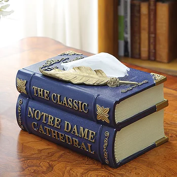 

European living room tissue box home creative vintage book storage box paper towel holder home table decoration