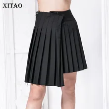 XITAO черная необычная Регулируемая модная плиссированная юбка Tide плиссированная юбка Сексуальная индивидуальность мини-юбка Новинка WQR1348