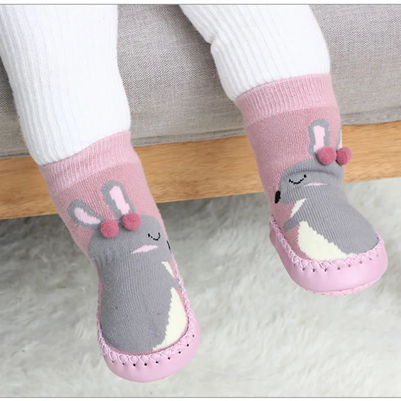 Newborn Baby Socks Cotton Baby Girl Sock with Rubber Toddler Indoor Sock Winter Thick Terry Shoes Soles Infant Animal Funny Sock