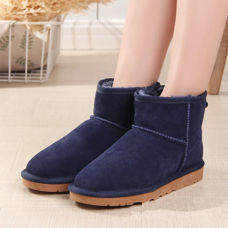 Big Size 35-45 Australia Original Brand Women Snow Boots Warm Short Boys Men Boots Winter Shoes Men Ankle Boots Waterproof Kids - Цвет: Тёмно-синий