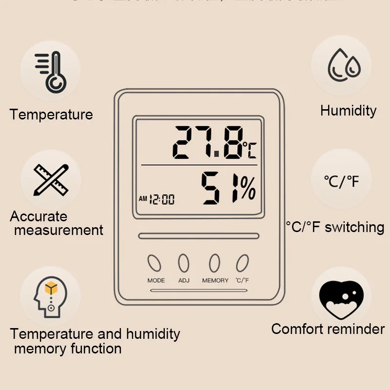 ЖК-дисплей Цифровой термометр гигрометр метр метеостанция часы функция повтора мин/Макс дисплей для внутреннего дома
