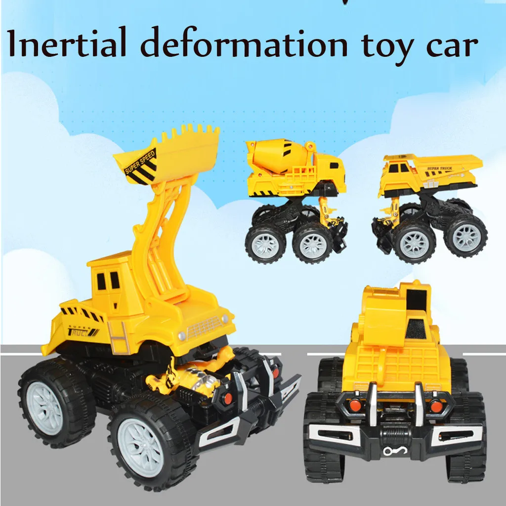 Funny Engineering Vehicle Model Wheel Plastic Diecast Inertial Deformation Toys kids toys boys Holiday Gift #B
