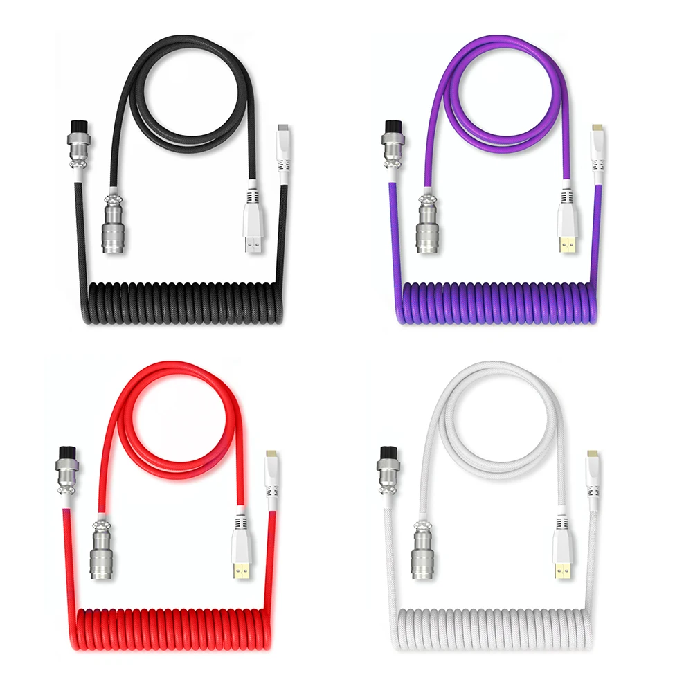 Механическая клавиатура Coiling авиационный разъем USB-клавиатура типа C USB-кабель