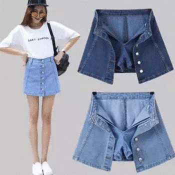 

Bigsweety Faldas Mujer Moda 2018 Women High Waist A-Line Denim Skirts Casual Harajuku Single-Breasted Mini Skirt Jeans Skirt
