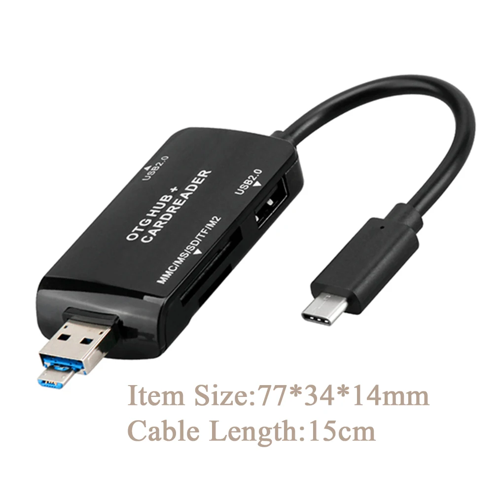 Универсальный OTG 2 порта USB2.0 концентратор с безопасной цифровой картой памяти/TF/MS/MMC/M2 кардридер расширение Телефона
