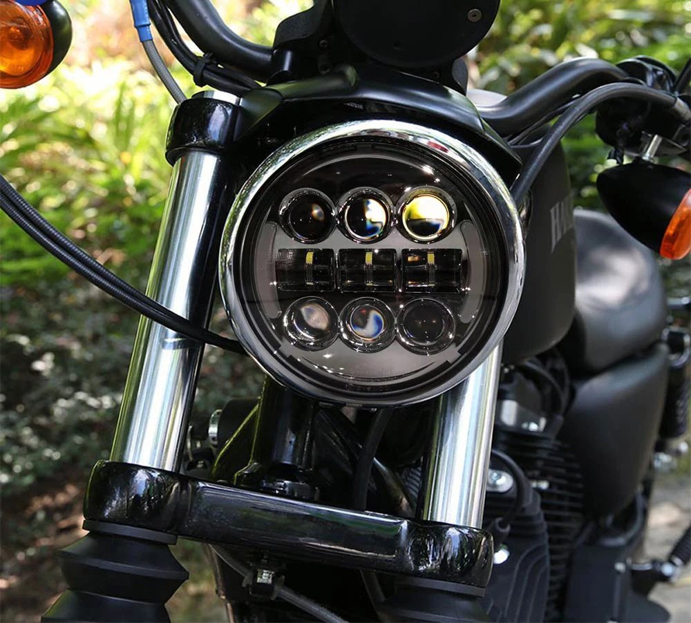 5,75 ''мотоциклетный светодиодный черный налобный фонарь для Harley Dyna Sporster 5 3/4" светодиодный DRL фара двигателя для Виктории Триумф индийский