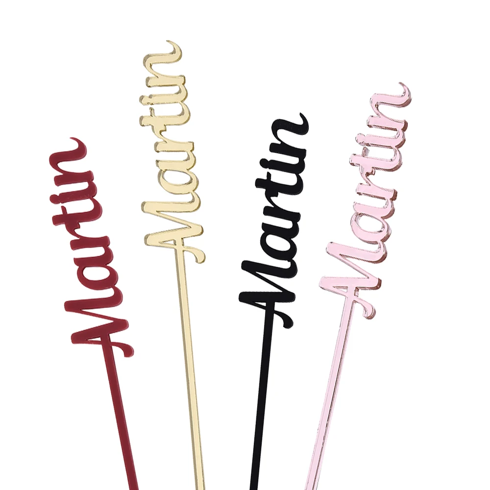 

50pcs Personalized Drink Stirrers Name Swizzle Sticks Valentine Table Card Centerpiece Pick Bridal Shower Stir Stick Wedding