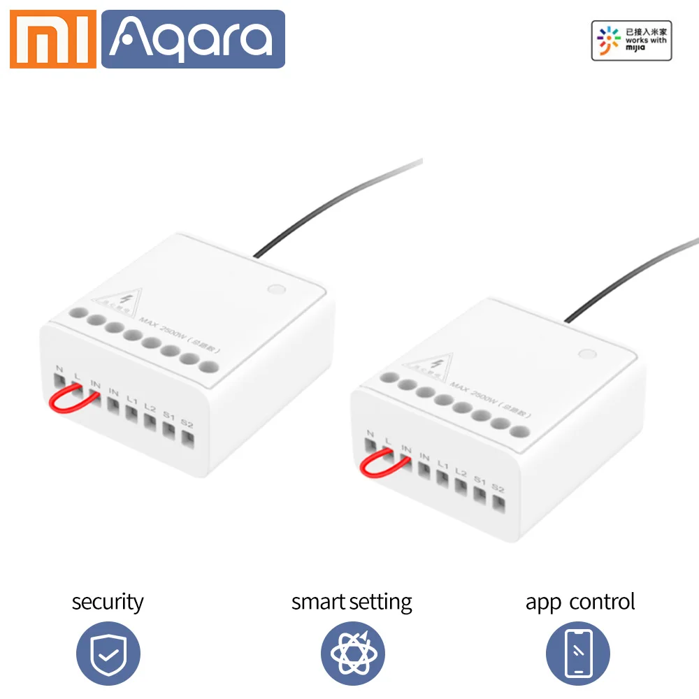 Aqara реле двусторонний модуль управления беспроводной релейный контроллер 2 канала mihome приложение управление Zigbee Беспроводной контроллер умный дом