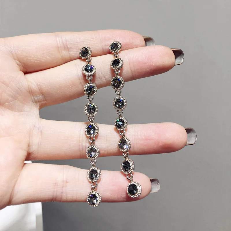 Винтажные длинные серьги с кристаллами стиль женские модные ювелирные изделия простые серьги