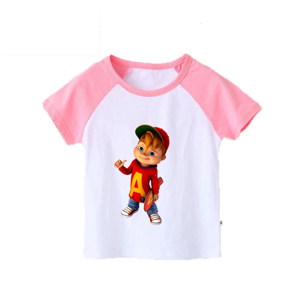 От 2 до 12 лет футболка для мальчиков и девочек с принтом «Элвин и чипмукс» смешного цвета детские топы с круглым вырезом, Детская футболка с рисунком одежда для малышей - Цвет: as picture