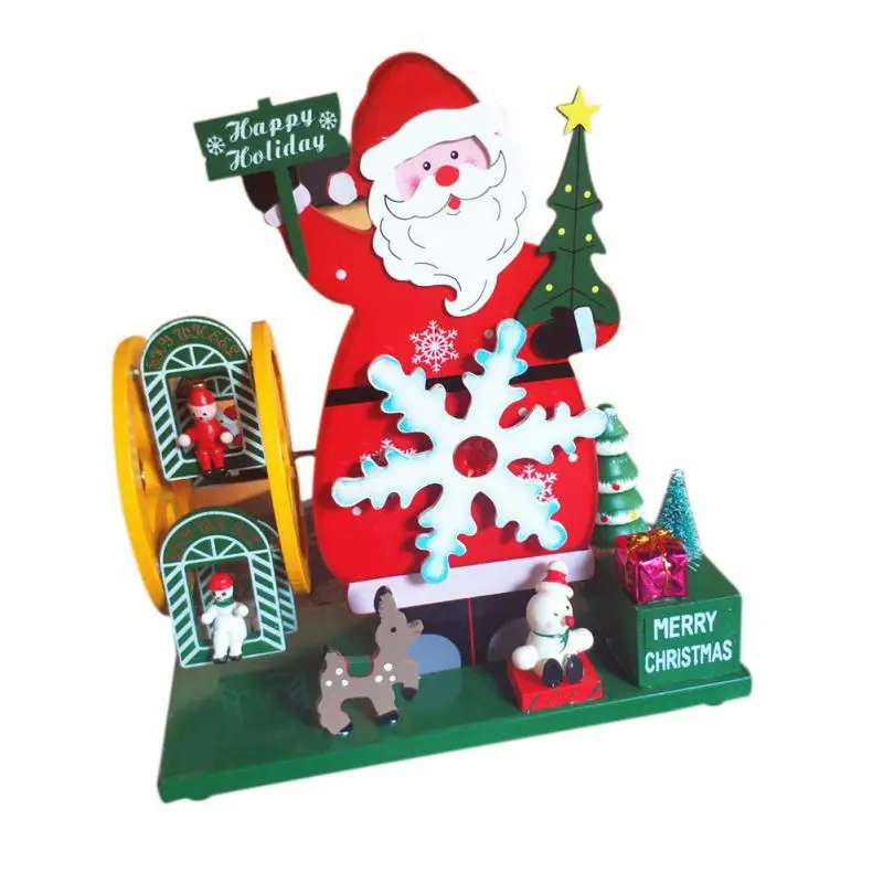 

Christmas Decorations Wooden Music Box Musical Snowman Santa Claus Elk Gift Table Ornament