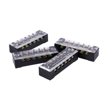 

4 Pcs 15A Dual Row 6P Screw Connector Electric Barrier Terminal Block