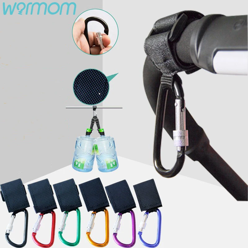 WARMOM-colgador de bolsas de Gancho del Cochecito de bebé para cochecito para niños, gancho para cochecito con bloqueo, evita resbaladiza, resistente al desgaste, 6 colores, 1 unidad