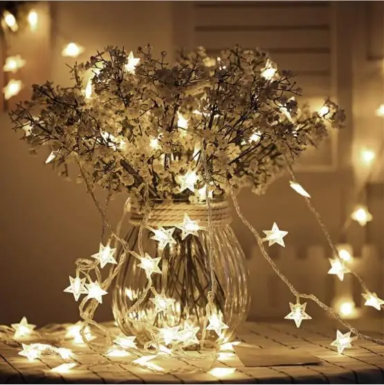 

Hot Five-pointed Star LED String Full Of Stars Room Decoration Christmas Battery Box Star Lights Wedding Decoration Decorative