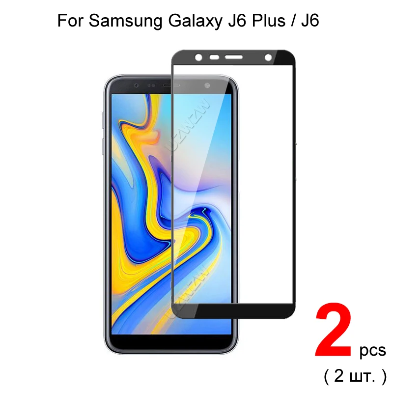2 шт. для Samsung J6 Plus 2018 полное покрытие закаленное стекло Защита экрана Защитное Galaxy